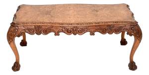 Vintage Queen Anne Style Burr Walnut Coffee Table, 1920