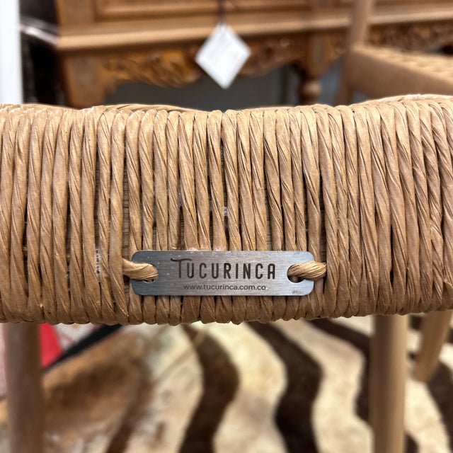 Wood Blond Wood and Rush Seat Side Chair For Sale - Image 7 of 12