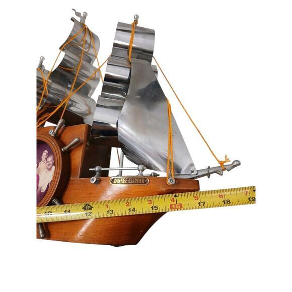 1950s Yankee Clipper Ship Wooden Sailing Boat‎ Wood Mantel Display Decor Vintage For Sale - Image 14 of 15