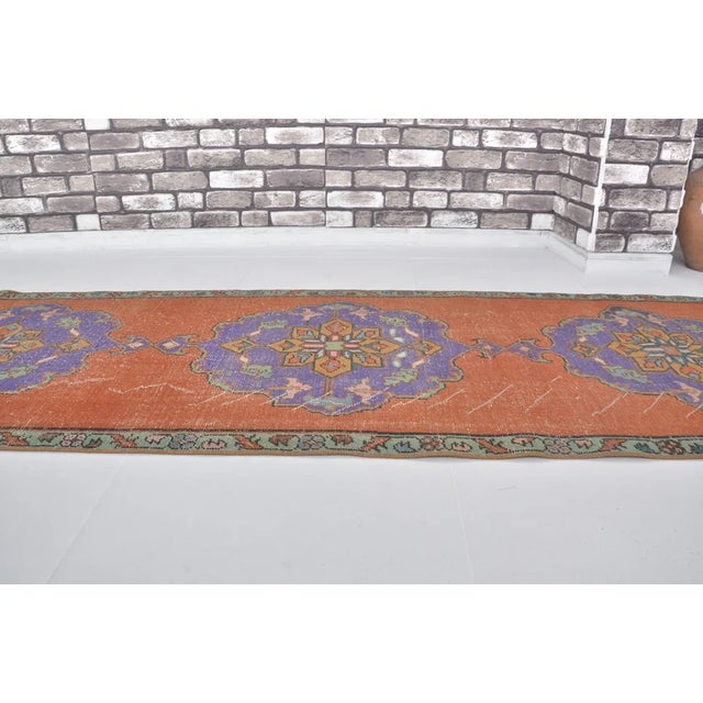 Turkish 1950s Anatolian Floral Oushak Hallway Runner For Sale - Image 3 of 10