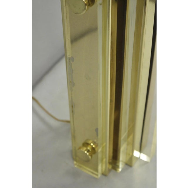 Vintage Mid Century Modern Lucite & Brass Cityscape Skyscraper Table Lamp For Sale - Image 9 of 12