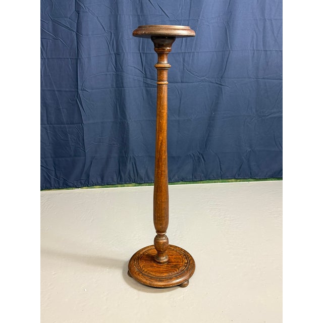 Antique Turned Wood Pedestal Stand, 1930 For Sale - Image 13 of 13