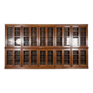 Antique Oak Glazed Library Bookcase, 1890 For Sale