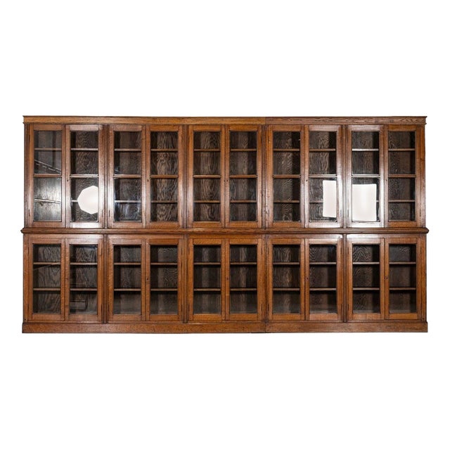 Antique Oak Glazed Library Bookcase, 1890 For Sale
