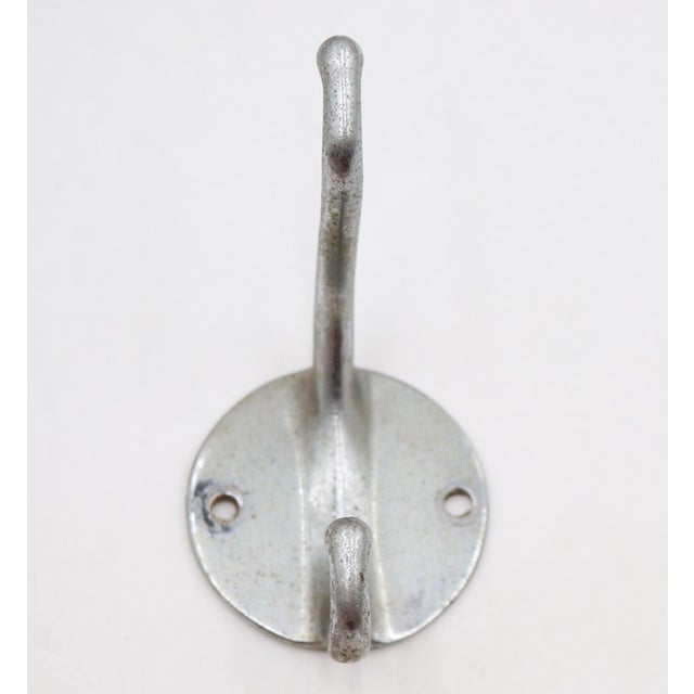 Vintage Brushed Aluminum Double Arm Wall Hook For Sale - Image 4 of 5