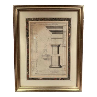 Tuscan Order, Height of Column, Architectural 18th Century Copperplate Engraving Original Print For Sale