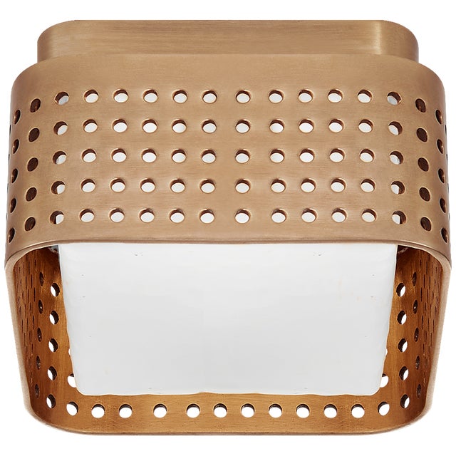 Precision 4.5" Solitaire Flush Mount in Antique-Burnished Brass with Clouded Glass Designer: Kelly Wearstler Mounting:...