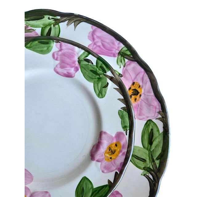 Off-white Vintage Franciscan Desert Rose Dinner and Salad Plates Made in England, 24 Pieces For Sale - Image 8 of 17