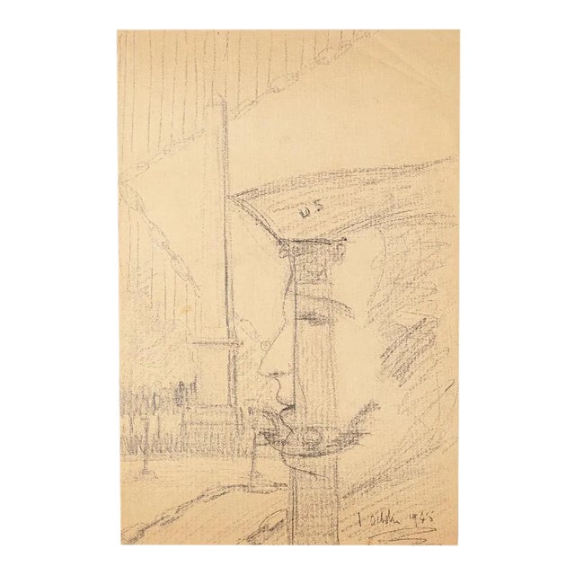 Unknown - The Street - Original Drawing - 1945 For Sale
