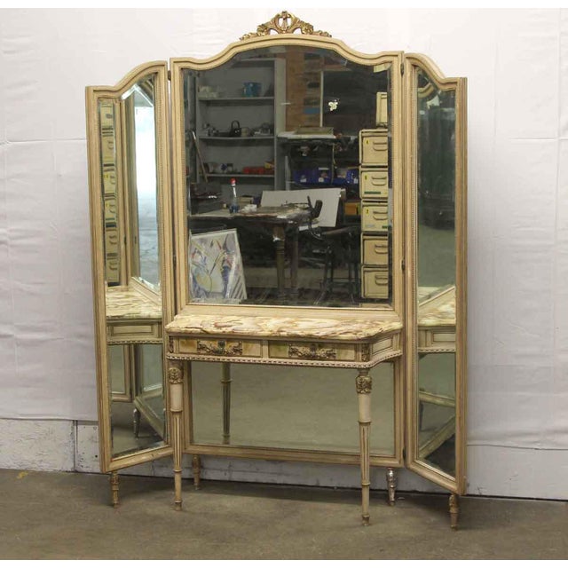 Antique Folding Mirror Vanity Table With Onyx Top Chairish