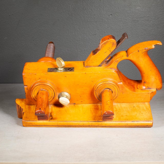Brown Solid Boxwood Extra Long Plow Plane C.1850 For Sale - Image 8 of 9