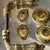 Pair of Sherle Wagner-style lever door handles / doorknobs and escutcheons // vintage hardware for French doors // cast brass with gilt For Sale - Image 13 of 16