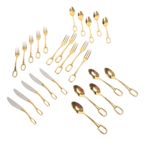 Gold-Plated Metal Dessert Service from Hermes, Set of 25