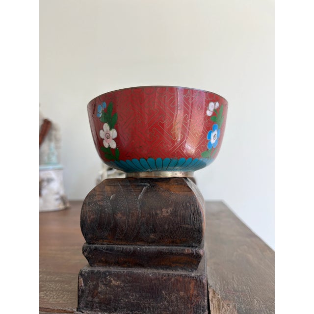 Antique Chinese Small Cloisonné Decorative Bowl For Sale - Image 4 of 6