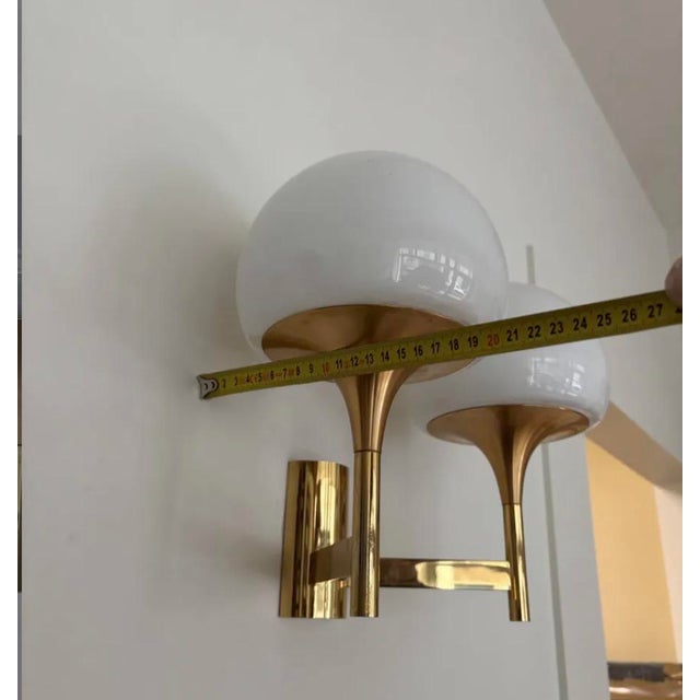Wall Sconce in Gilded Metal and Opaline Glass, 1970 For Sale - Image 4 of 7