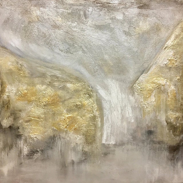 "Adoration (#1 in Series)" Original Abstract Neutral Art Metallic Textured Fresco Painting For Sale - Image 10 of 10