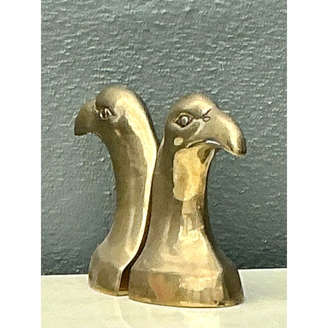Vintage Polished Brass Eagle Head Bookends - A Pair For Sale - Image 10 of 12