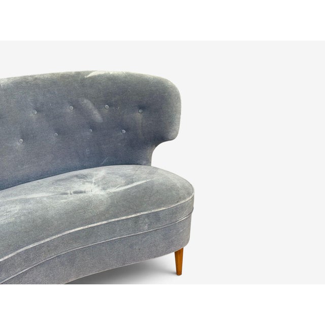 Carl-Johan Boman, Finnish Modern, Settee, Velvet, Wood, Finland, 1950s For Sale In New York - Image 6 of 10