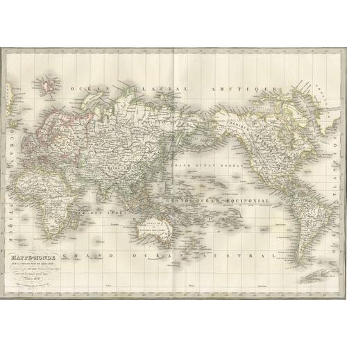 Antique World Map by M. Lapie, Paris, 1838 For Sale - Image 4 of 13