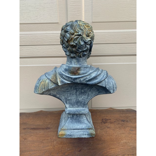 Gray Vintage Classical Plaster Male Bust Sculpture of Roman Emperor Antoninus Pius For Sale - Image 8 of 9