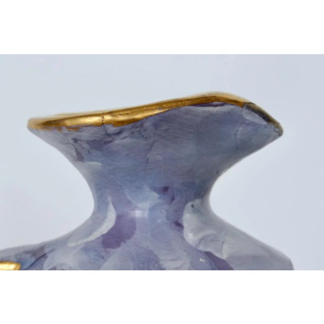 1950s Aldo Londi for Bitossi Gilt Birds Glazed Pottery Handled Pitcher - Vase For Sale - Image 9 of 12