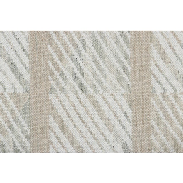 Contemporary Rug & Kilim’s Scandinavian Style Rug With Beige and Ivory Geometric Patterns For Sale - Image 3 of 8
