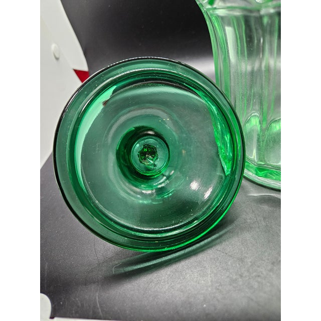 Fenton Art Glass Company Vintage Fenton Glass "Vulcan" Sea Mist Green Covered Candy Dish. For Sale - Image 4 of 4