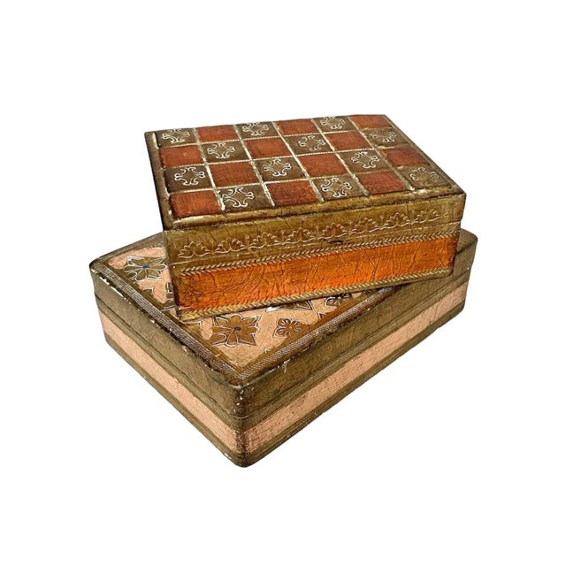 Mid 20th Century Paint Decorated Florentine Boxes - 2 For Sale - Image 9 of 9
