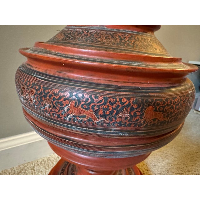 Asian Antique Antique Burmese Hsun-Ok Ceremonial Offering Vessel | Yun Lacquerware | Late 19th / Early 20th Century For Sale - Image 3 of 10