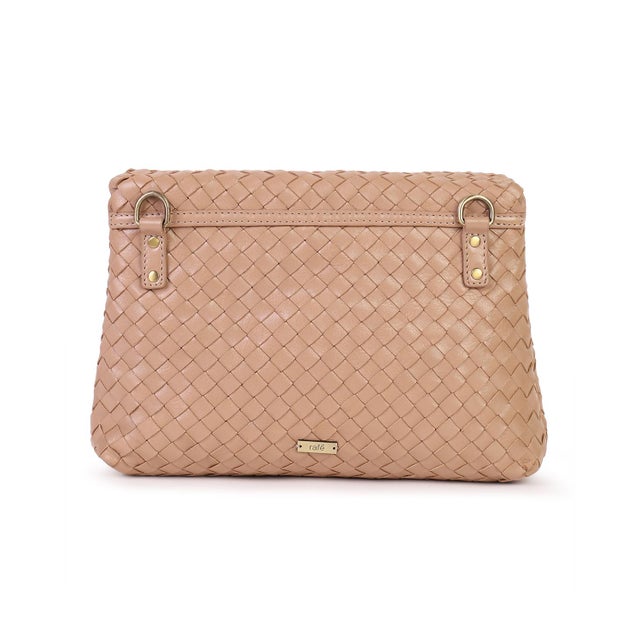 Contemporary Rafe Jamie Woven Leather Envelop Clutch in BArley For Sale - Image 3 of 6
