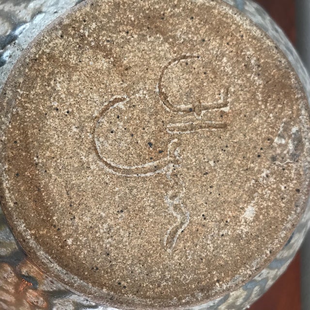 Contemporary Boho Signed Wheel Thrown Textured Studio Pottery Ceramic Vase From Boise Idaho For Sale - Image 3 of 8