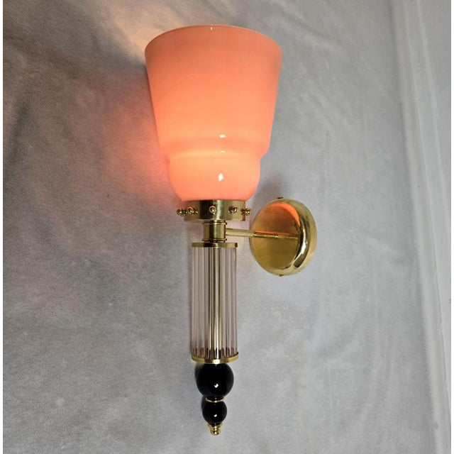 Mid-Century Modern 1990s Powder Pink Murano Glass Sconces - a Pair For Sale - Image 3 of 12