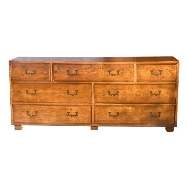 1970s Henredon Artefacts Champaign Style Dresser Credenza Brass Drop Pulls For Sale