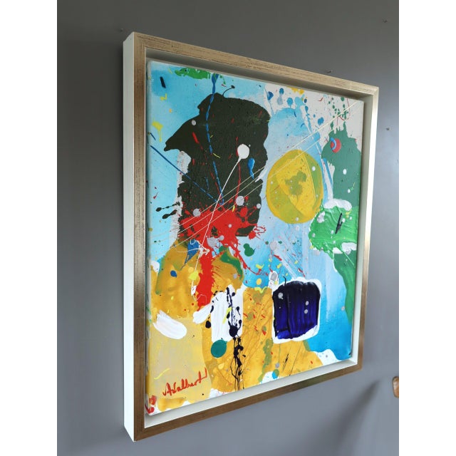 Mid-Century Modern 'Chromatic Constellation' Vintage Swedish Original Abstract Oil Painting, Framed For Sale - Image 4 of 13