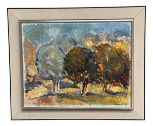 Bruno Fagerlund, Apple Trees, 1974, Oil Painting on Canvas, Framed