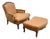 Leather Bergere Style Chair With Ottoman For Sale