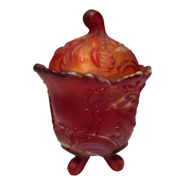 1920s Imperial Glass Slag Glass Footed Candy Dish Excellent Condition For Sale