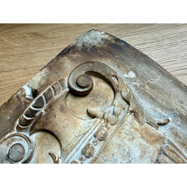 Antique Neoclassical French Decorative Architectural Bas-Relief Cast Plaster Workshop Sample, High Relief Urn Motif For Sale - Image 10 of 12