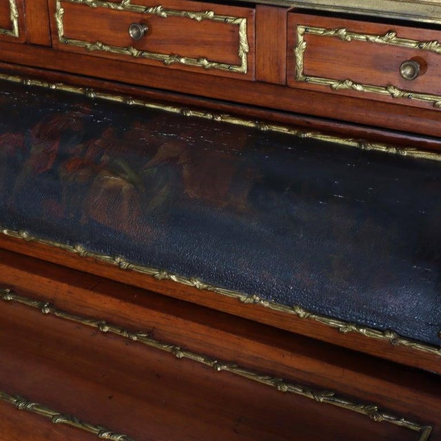 Late 19th Century French Vernis Martin Decorated Louis XIV Mahogany & Ormolu Lady’s Roll Top Desk For Sale - Image 4 of 18