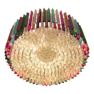 Large Italian Pendant Light with 393 Multicolored Prisms from Justfurnituress SRL For Sale