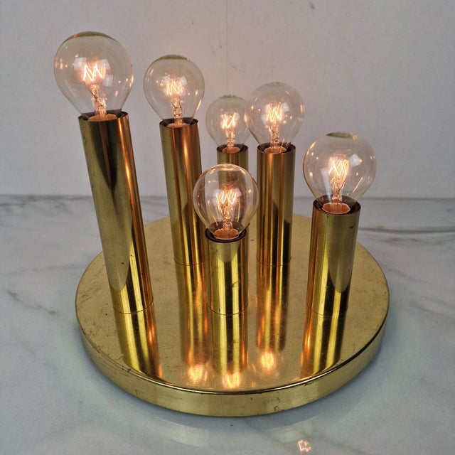 6-Light Flush-Mount attributed to Gaetano Scioliari for Boulanger, Italy, 1970s For Sale - Image 9 of 13