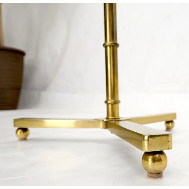 Tommi Parzinger Round Tripod Base Brass Plated Ring Style Handle Faux Bamboo Butler Side Table For Sale - Image 4 of 13