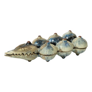 Postmodern Handmade Ceramic Bowl in the Shape of a Crocodile, 1960s For Sale