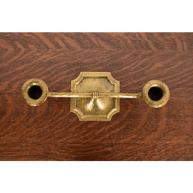 Early 20th Century Roycroft Arts & Crafts Brass Finished Hammered Copper Candelabra For Sale - Image 5 of 12