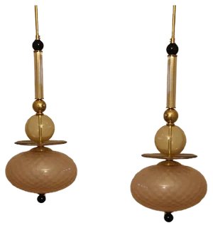 Long Chandeliers in Pink,Yellow & Black Murano Glass, 1990s, Set of 2