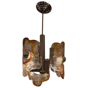 Mazzega Italian Mid-Century Murano Chrome Chandelier