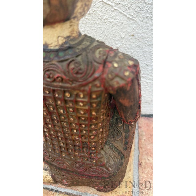 Mid 20th Century Hand-Carved Chinese Figural Sculpture of Seated Musician With Drum For Sale - Image 10 of 12