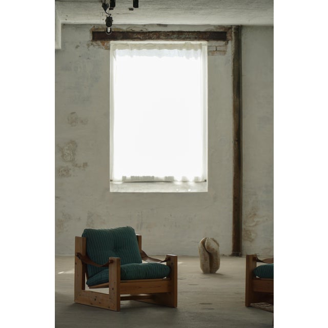 Swedish Modern Pine Lounge Chairs with Leather Armrests, 1970s, Set of 2 For Sale - Image 9 of 18