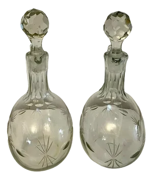 Victorian Cut Glass Decanters, 1880s, Set of 2