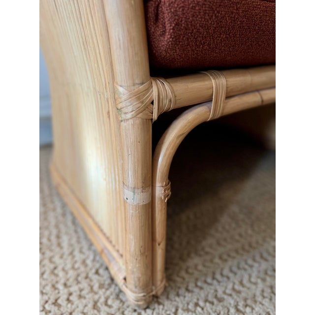 1970s A Set of Three Mid Century Modern Rattan Club Chairs With a Side Table in the Style of Gabriella Crespi, Circa 1970s. For Sale - Image 5 of 12